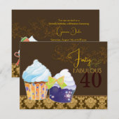 Invitation Fabuleux gâteaux de fête du 40e anniversaire (Devant / Derrière)