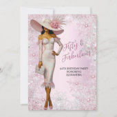 Invitation Fabuleux Glamour d'anniversaire Femme Pink Snowfla (Devant)