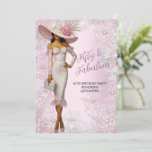 Invitation Fabuleux Glamour d'anniversaire Femme Pink Snowfla (Debout devant)