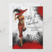 Invitation Fabuleux Glamour d'anniversaire Femme Rouge Noir p (Devant)