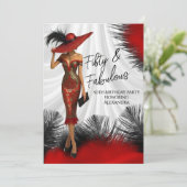 Invitation Fabuleux Glamour d'anniversaire Femme Rouge Noir p (Debout devant)