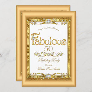 Invitation Fabuleux Gold White Diamond fête d'anniversaire