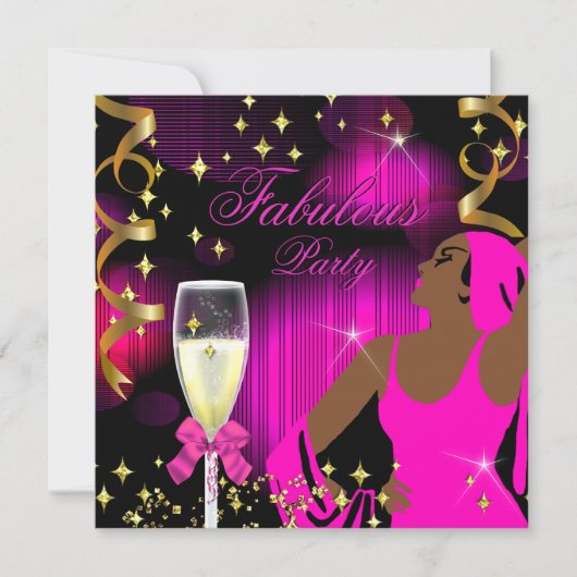 Invitation Fabuleux Hot Pink Parties scintillant Diva Anniver (Devant)