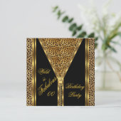 Invitation Fabuleux Jour d'anniversaire Zipper Gold Leopard s (Debout devant)