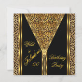 Invitation Fabuleux Jour d'anniversaire Zipper Gold Leopard s (Devant)