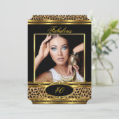 Invitation Fabuleux léopard fête d'anniversaire Black Gold Ph (Debout devant)