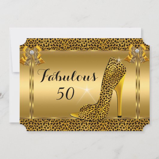 Invitation Fabuleux Leopard Gold talons haut fête d'anniversa (Devant)