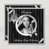 Invitation Fabuleux lustre élégant Silver Black Photo (Devant / Derrière)