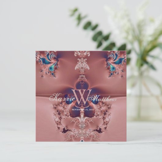 Invitation Fabuleux lustre Fractal Mauve Mariage (Debout devant)
