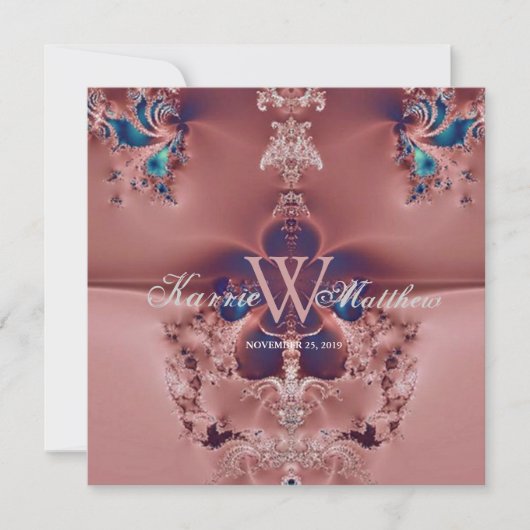 Invitation Fabuleux lustre Fractal Mauve Mariage (Devant)