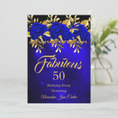 Invitation Fabuleux n'importe quel âge Anniversaire Bleu Rose (Debout devant)