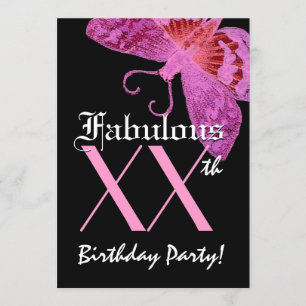 Invitation Fabuleux papillon Fuschia W1800, 40e anniversaire