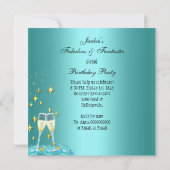 Invitation Fabuleux Parties scintillant Bleue Turquoise Haut  (Dos)