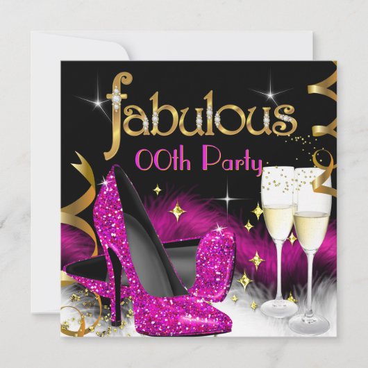 Invitation Fabuleux Parties scintillant Champagne Party Rose  (Devant)