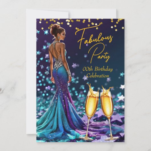 Invitation Fabuleux Parties scintillant d'anniversaire violet (Devant)