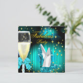 Invitation Fabuleux Parties scintillant Turquoise talons haut (Debout devant)
