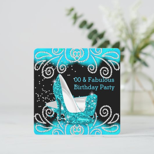 Invitation Fabuleux Parties scintillant Turquoise talons haut (Debout devant)