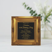 Invitation Fabuleux Photo Anniversaire de fête Ornate Gold Fr (Debout devant)