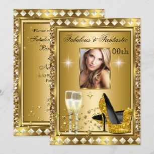 Invitation Fabuleux Photo Gold Glitz Glam Hollywood Anniversa