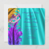 Invitation Fabuleux Purple Turquoise Masquerade fête d'annive (Dos)