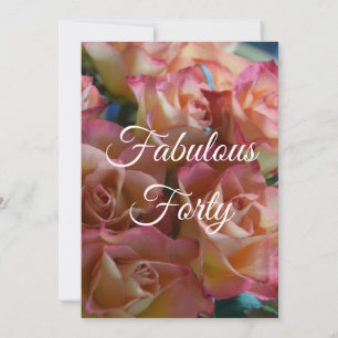 Invitation Fabuleux Quarante Roses 40e anniversaire Invitatio