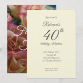 Invitation Fabuleux Quarante Roses 40e anniversaire Invitatio (Devant / Derrière)