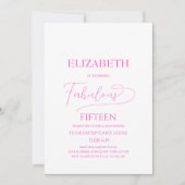 Invitation fabuleux quinze rose élégant classique quinceañera (Devant)