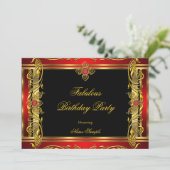 Invitation Fabuleux Red Black Gold fête d'anniversaire (Debout devant)
