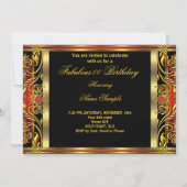 Invitation Fabuleux Red Black Gold fête d'anniversaire (Dos)
