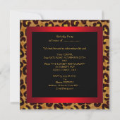 Invitation Fabuleux Red Gold Black Leopard fête d'anniversair (Dos)
