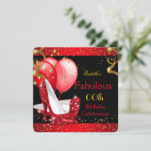 Invitation Fabuleux Red High Heels Gold Birthday Party 2 (Debout devant)