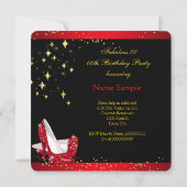 Invitation Fabuleux Red High Heels Gold Birthday Party 2 (Dos)
