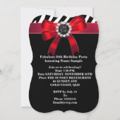 Invitation Fabuleux Red Zebra Noir Blanc fête d'anniversaire (Dos)