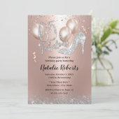 Invitation Fabuleux Rose Gold Balloon talon haut 65e annivers (Debout devant)