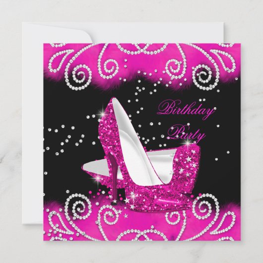 Invitation Fabuleux rose hauts talons fête d'anniversaire (Dos)