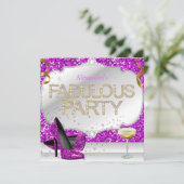 Invitation Fabuleux rose violet Parties scintillant d'argent (Debout devant)