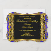 Invitation Fabuleux Royal Blue Black Gold fête d'anniversaire (Dos)