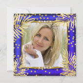 Invitation Fabuleux Royal Blue Gold Palms Champagne Party (Dos)