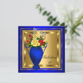 Invitation Fabuleux Royal Blue Gold Red Roses Elite Anniversa (Debout devant)