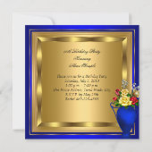 Invitation Fabuleux Royal Blue Gold Red Roses Elite Anniversa (Dos)