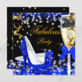 Invitation Fabuleux Royal Blue Parties scintillant High Heel  (Devant / Derrière)