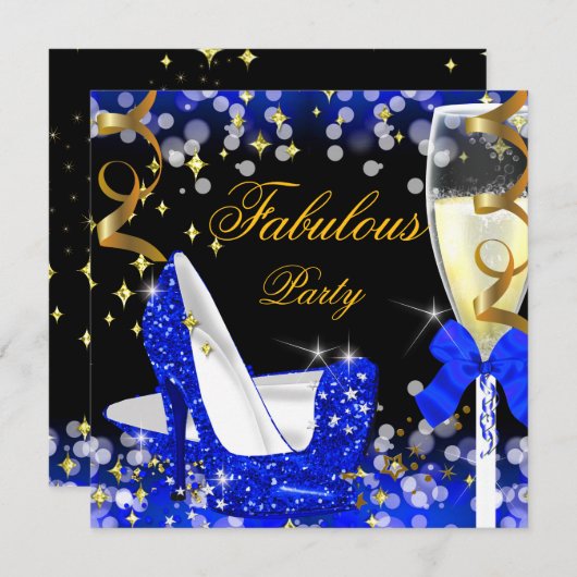Invitation Fabuleux Royal Blue Parties scintillant High Heel  (Devant / Derrière)