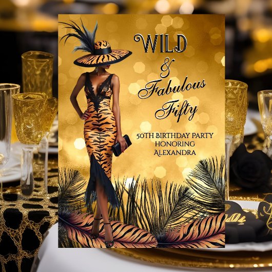 Invitation Fabuleux sauvage Cinquante Anniversaire Tiger Woma