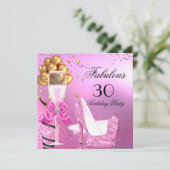 Invitation Fabuleux Shimmer clair rose hauts talons Anniversa (Debout devant)