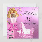 Invitation Fabuleux Shimmer clair rose hauts talons Anniversa (Devant)