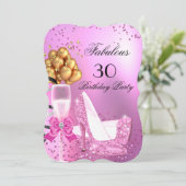 Invitation Fabuleux Shimmer clair rose hauts talons Anniversa (Debout devant)
