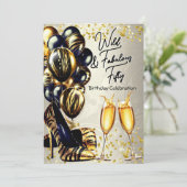 Invitation Fabuleux talons de tigre Champagne Anniversaire (Debout devant)