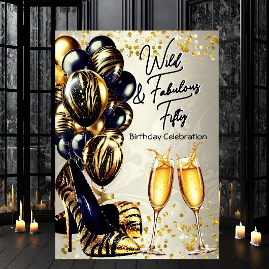 Invitation Fabuleux talons de tigre Champagne Anniversaire