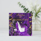 Invitation Fabuleux talons d'or violet pour femmes Anniversai (Debout devant)