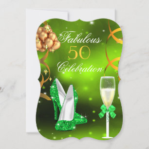Invitation Fabuleux talons dorés verts citron 50 Champagne so